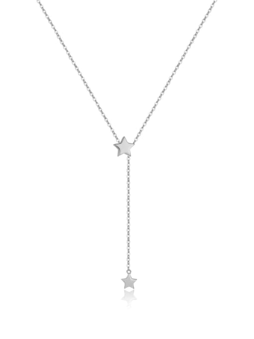 Platinum [Star] 925 Sterling Silver Moon  Trend Tassel Necklace